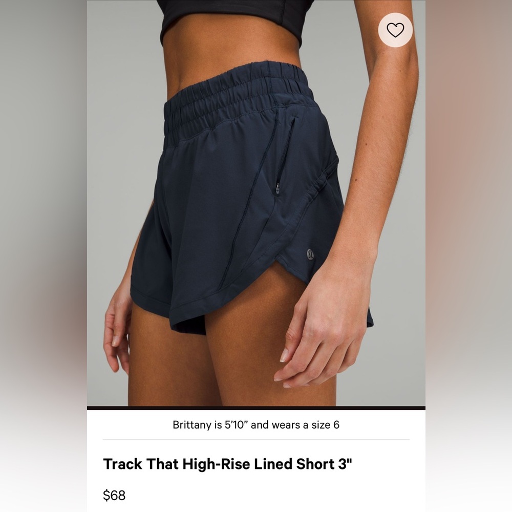 Track that high rise lined short in navy- size 6